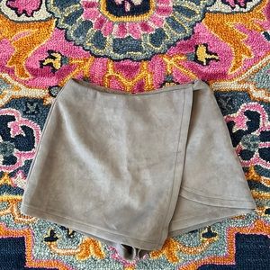 Grey Suede Envelope Skort